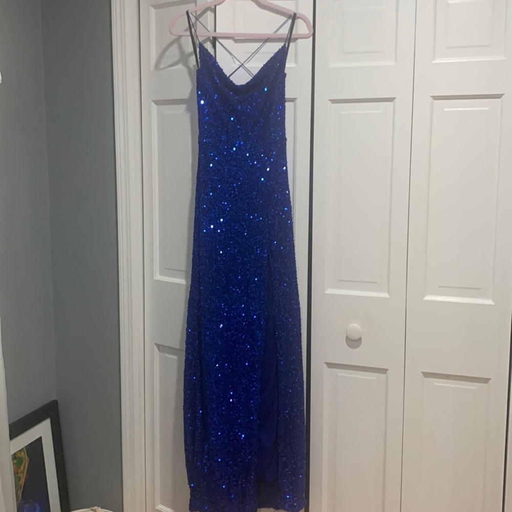 Gorgeous all sequin royal blue full length dress/gown!